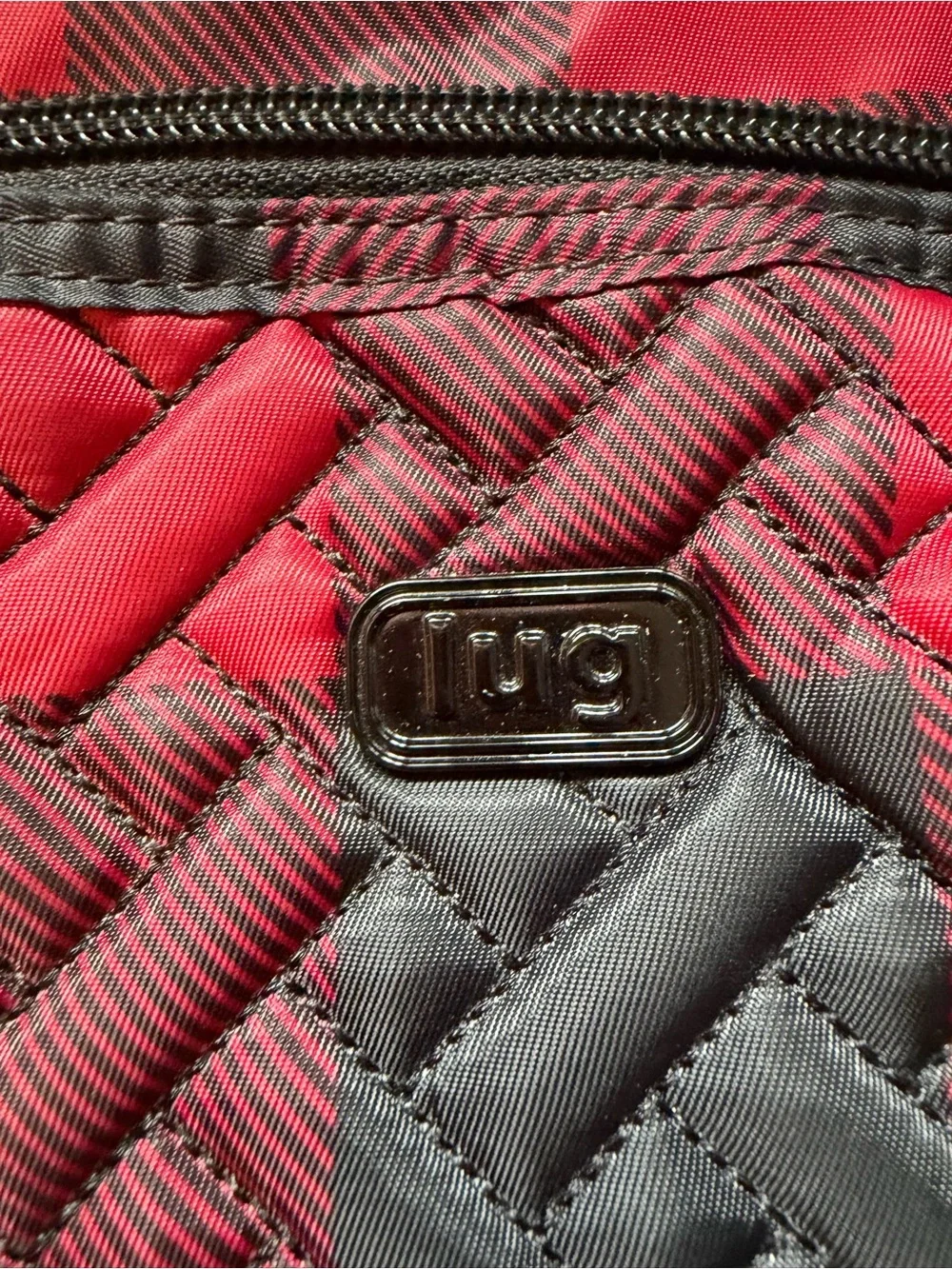 Lug Hippy 2 Crossbody Bag RFID Purse – Buffalo Check Red Black, Gray